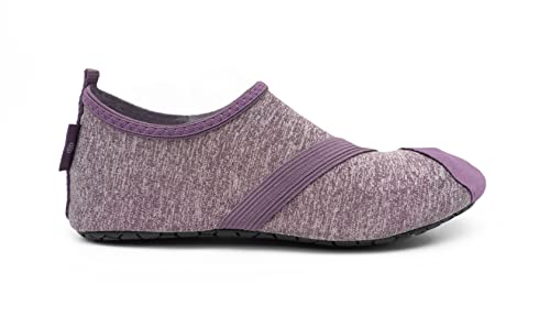 FITKICKS Original Women's Foldable Active Lifestyle Minimalist Footwear Barefoot Yoga Sporty Water Shoes, Heathered Purple, Medium