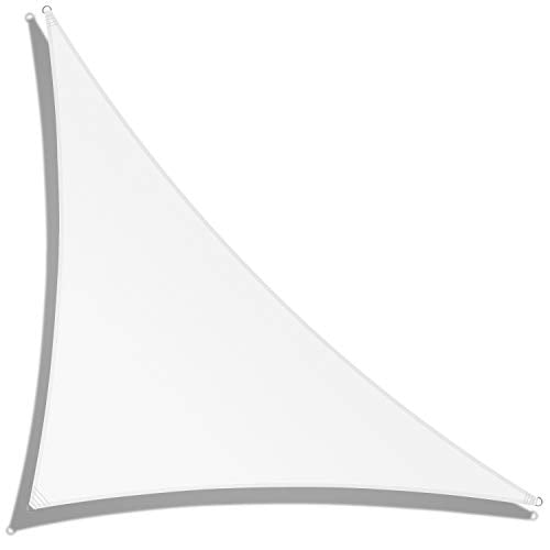 Amgo 10' x 10' x 14' White Right Triangle Sun Shade Sail Outdoor Canopy Awning AGTAPRT10, 95% UV Blockage, Water & Air Permeable, 200GSM Commercial Standard Heavy Duty (We Make Custom Size)