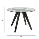 Uptown Club Modern Round Dining Table with Tempered Glass Top, Seats 4 in Style & Comfort, Elegant Kitchen Furniture for Contemporary Home, 42" Dark Walnut