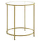 Vasagle Round Side Table, Tempered Glass End Table with Golden Metal Frame, Small Coffee Table, Bedside Table, Living Room, Balcony, Robust and Stable, Decorative, Gold