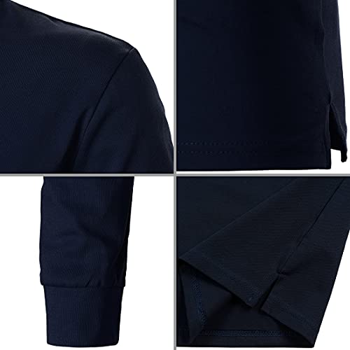 AIOIDI Mens Long Sleeve Golf Polo Shirts for Adults,Blue,M