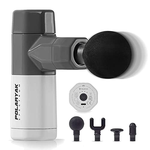 Muscle Massage Gun - Mini Hand Held Massager, Portable Massage Tool, Deep Tissue Percussion Cordless Massager – with 4 Heads for Different Muscle Groups POLARYAK - Spectrum