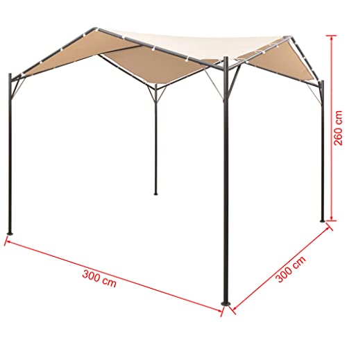 vidaXL Steel Gazebo Pavilion - Durable and Water-Resistant Outdoor Tent Canopy, Beige - Ideal for Parties, Camping, BBQ - Easy Assembly 3x3m