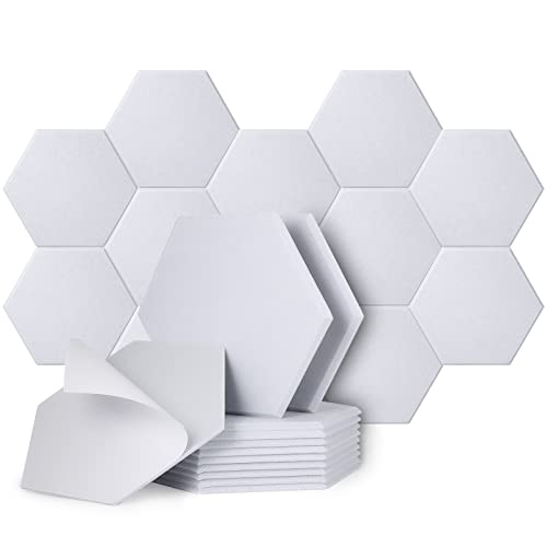 High Density Hexagon Self-adhesive Acoustic Foam Panels with adhesive backing, Professional Acoustic Absorption Panels, Acoustic Treatment, self-adhesive Sound Proof Panels 12 Pieces