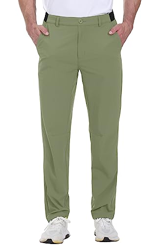 Rdruko Men's Stretch Golf Pants Quick Dry Lightweight Casual Dress Pants with Pockets, Green, 30