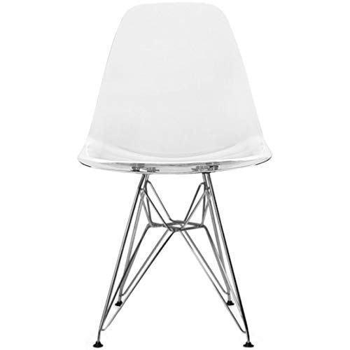 2xHome CH-RayWire Dining Chair, Clear,1 Piece