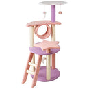 Floofi 101cm Galaxy Plush Multi-Level Cat Condo Cat Tree Play House Tower Scratching Post Pink Purple