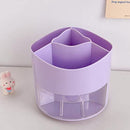 Zyners Rotating Pen Pencil Holder 360-Degree with Drawer, 5 Compartments Desk Stationary Cosmetic Makeup Brushes Holder for Dressing Table, Home , Office, Desktop(Purple)