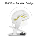 JISULIFE Clip on Desk Fan, Mini Stroller Fan, 4000mAh USB Rechargeable Small Fan with 16 hours, 4 Modes Quiet Battery Operated Fan for Outdoor Camping Golf Cart Indoor Treadmill Table - White