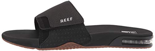 Reef Mens Fanning Slide | Bottle Opener Sandal, Black/Silver, 14