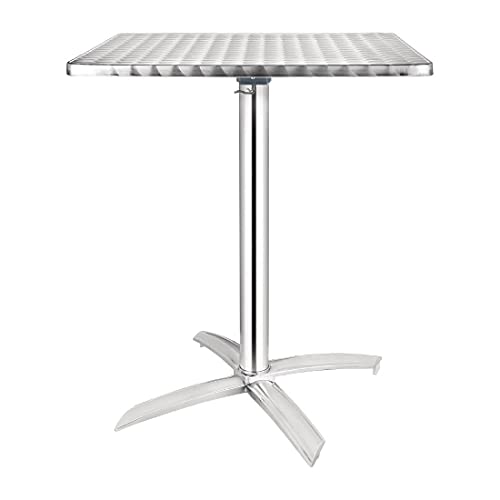 Bolero Pedestal Stainless Steel Flip Top Square Bistro Table, 60 cm Size