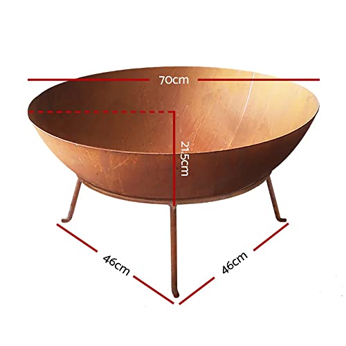 Firepits-Grillz 70cm Fire Pit Portable Round Bowl Camping Backyard Garden