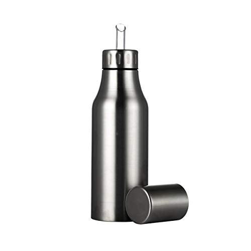 Oil Dispenser Bottle,Stainless Steel Olive Oil/Vinegar/Sauce Dispenser Cruet with No Drip Pouring Spout,17 oz/500ML