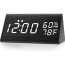 Alarm Clock, Digital Alarm Clock, LED Clock for Bedroom, Electronic Desktop Clock with Humidity & Temperature Display, Adjustable Brightness, 12/24H Display for Home, Bedroom, Bedside, Office