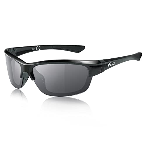 Flux AVENTO Polarized Sports Sunglasses UV400 Protection with Anti-Slip Function and Lightweight Frame - for Men and Women when Driving, Running, Baseball, Golf, Casual Sports (BLK)