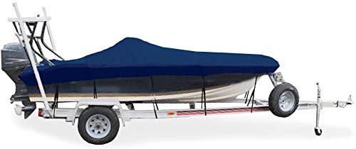 Taylor Made Products Trailerite Semi-Custom Boat Cover for Flats Boats, 88001, NavyBlue Coated Poly, 16'6" to 17'5" Center Line Length / 80" Beam