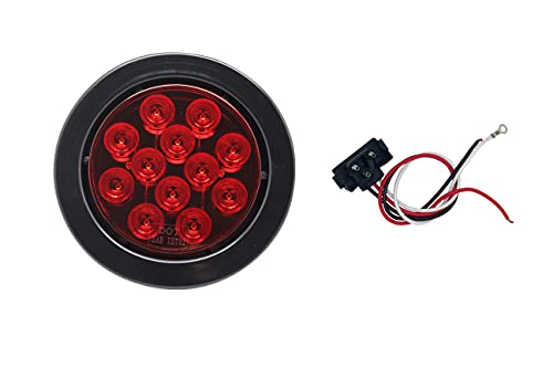 MAXXHAUL 50586 Pair of LED 4" Round Stop Turn Tail Indicator Lights with Black Rubber Grommet for 12V DC RV's, Trailers, Caravans, Boats, and Trucks