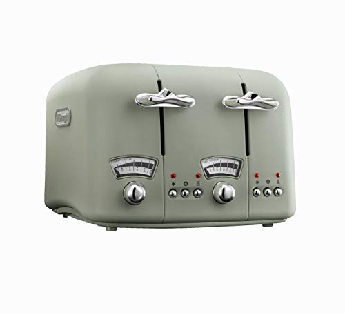 De'Longhi Argento Flora, 4 Slice Toaster, CT04GR, Peppermint Green