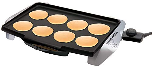 George Foreman GREG10 Griddle, Fast Heat Up to 200 Degrees, Large Grilling Surface, Non-Stock, Variable Temperature Control, Black