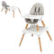 BABY JOY 5 in 1 High Chair, Convertible High Chairs for Babies and Toddlers/Booster Seat/Table and Chair Set, Infant Wooden Highchair w/ 5-Point Harness, 4-Position Removable Tray & PU Cushion (Gray)