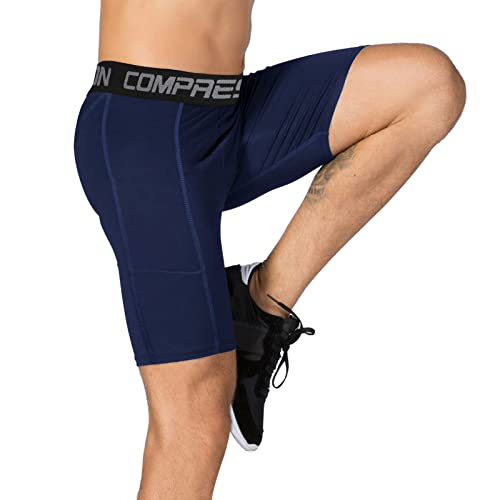 Holure Men's Performance Compression Shorts Athletic Running Underwear (3 or 4 or 5 Pack), 5 Pack:black/Camo Grey/White/Navy/Red, Medium