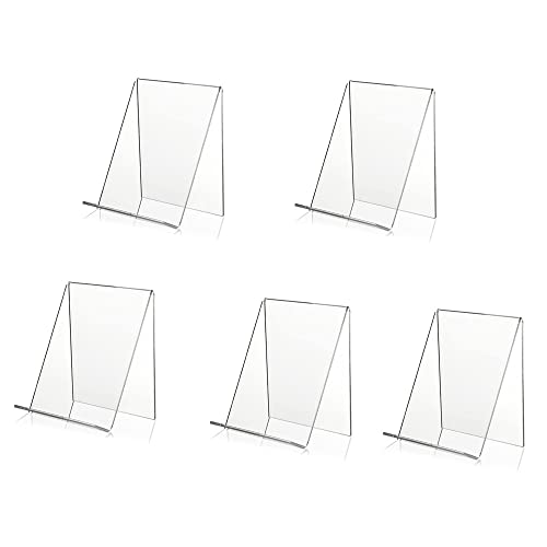 5 Pcs Clear Acrylic Book Stand,Clear Acrylic Easel Display Stand,Multi-Functional Display Easel,Acrylic Ledge Shelf Display Bookshelf Acrylic Display Rack for Displaying Artworks,Books,etc.