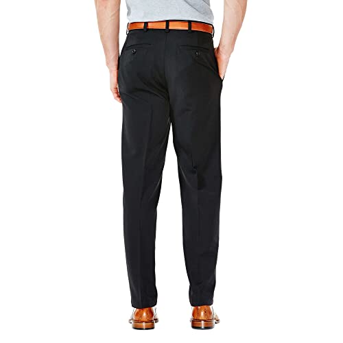 Haggar Men's Cool 18 Flat Front Pant Reg. and Big & Tall Sizes, Black, 44W x 32L