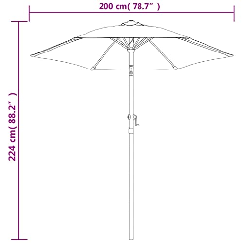 vidaXL Parasol Aluminium Tilt Canopy Garden Backyard Sun Shade Outdoor Market Umbrella Taupe 200x211cm