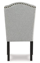 Signature Design by Ashley Jeanette Traditional 20" Tufted Upholstered Wingback Dining Chair, 2 Count, Light Gray