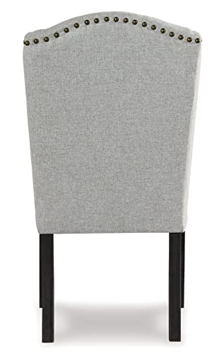 Signature Design by Ashley Jeanette Traditional 20" Tufted Upholstered Wingback Dining Chair, 2 Count, Light Gray