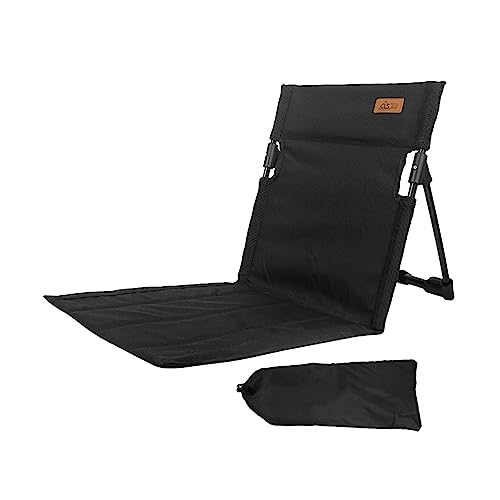 koolsoo Beach Chair with Back Support Foldable Chair Easy to Fold and Carry Beach Lounger Portable Stadium Chair Beach Floor Chair for Park Trekking, Black