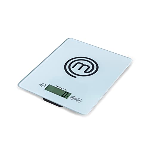 MasterChef Digital Kitchen Scale for Food Ounces and Grams, Portable Food Scale with LCD Display for Baking & Cooking, Made with Tempered Glass, Weighing Precision of 0.1oz, 11lb Weight Capacity