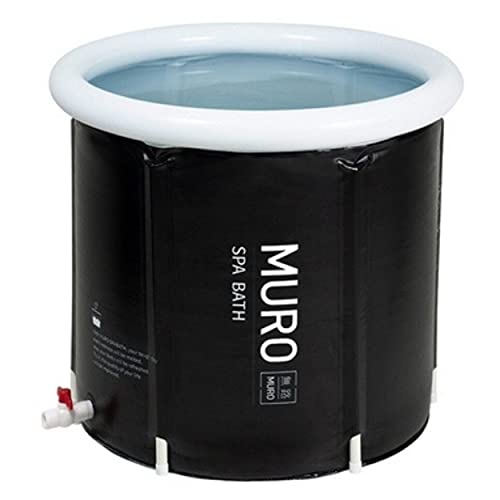 MURO Portable Bathtub for Adults, Foldable Freestanding Spa Bathtub for Soaking in Shower Stall, 3 Layer for Insulation, Black, Includes Bonus Cushion