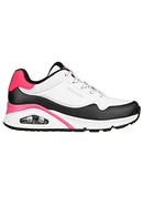 Skechers Women's Uno - Back Lit Sneaker, White/Neon Pink, US 7