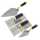 ZJNOTED 4 Piece Concrete Tools includes plastering trowel with SQ teeth plastering trowel with V teech 11” bricklaying trowel 6”pointing trowel