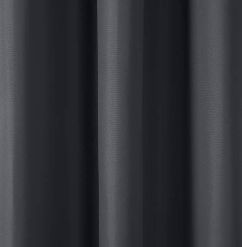 Amazon Basics Room Darkening Blackout Window Curtains with Grommets - 106 x 160 cm, Black, 2 Panels