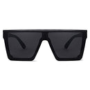 SOJOS Square Big Sunglasses Women Thick Frame Flat Top Mirrored Sunnies Shades Goggle Siamese Lens SJ2117, C1 Black Frame/Grey Lens