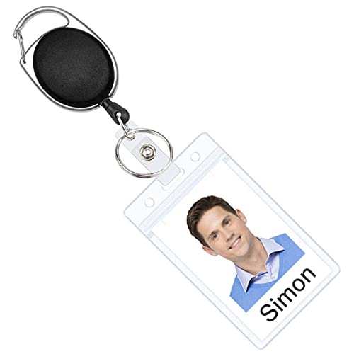 10Packs Retractable Badge Reel with Carabiner Reel Clip Key Ring Retractable ID Card Holder Key Chain Holders for Office Worker Doctor Nurse Employee