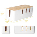 Cable Management Box by Baskiss, 12"x5"x4.5", Wood Lid, Cord Organizer for Desk TV Computer USB Hub System to Cover and Hide & Power Strips & Cords