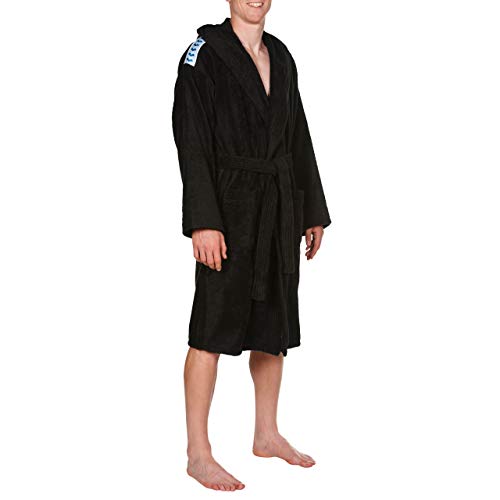 ARENA Unisex Core Soft Robe Bathrobe, Black/White, Large