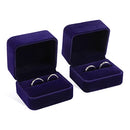 iSuperb Set of 2 Blue Velvet Couple Double Ring Box Earring Jewelry Case Gift Boxes 2.7x2.7x1.6inch