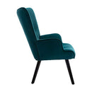 Dolonm Velvet Accent Chair Modern Tufted Button Wingback Vanity Chair with Arms Upholstered Tall Back Desk Chair with Solid Wood Legs for Living Room Bedroom Waiting Room(Teal)