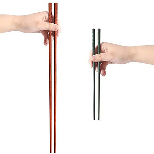 2 Pairs 16.5-inch Wooden Cooking Chopsticks,Extra Long Wood Chop Sticks for Noddles Deep Frying