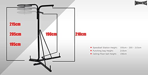 3 in 1 Boxing Punching Bag Stand - 3 Way Station + Speed Ball and Ceiling Ball