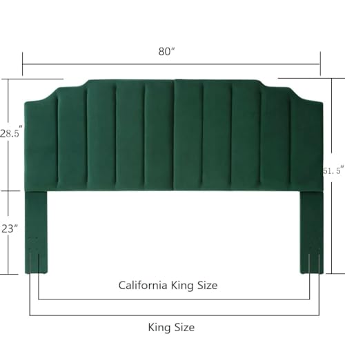 24KF Velvet Upholstered Tufted King headboard with Vertical Channel Design King/California King headboard-Jade