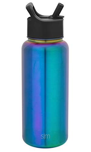 Simple Modern 32 oz Summit Water Bottle with Straw Lid - Gifts for Men & Women Hydro Vacuum Insulated Flask Double Wall Liter - 18/8 Stainless Steel -Prism