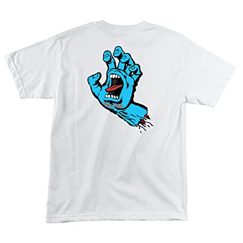 NHS Santa Cruz Screaming Hand Crew Men's Short Sleeve T-Shirts,White,Medium