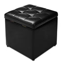 Giantex 40CM Cube Ottoman, Pouffe Storage Box Lounge Seat Footstools w/Hinge Top & Bottom Feet, Square Storage Ottoman Footrest Stool for Home Living Room Bedroom, 40 x 40 x 40CM (Black)