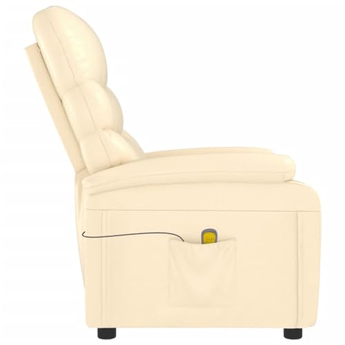 vidaXL Massage Chair, Recliner Chair with Adjustable Backrest and Footrest, Massage Office Chair with 6 Points, Armchair, Cream Faux Leather