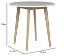 Nathan James Amalia Round Bistro Dining Table with Legs in Tan Wood Finish and Faux White Carrara Marble Top, Light Brown